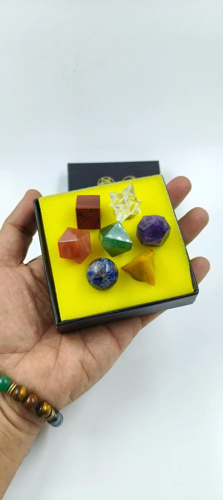 7 Chakra Platonic Solids Set Sacred Geometry Crystals Polished Reiki Kit