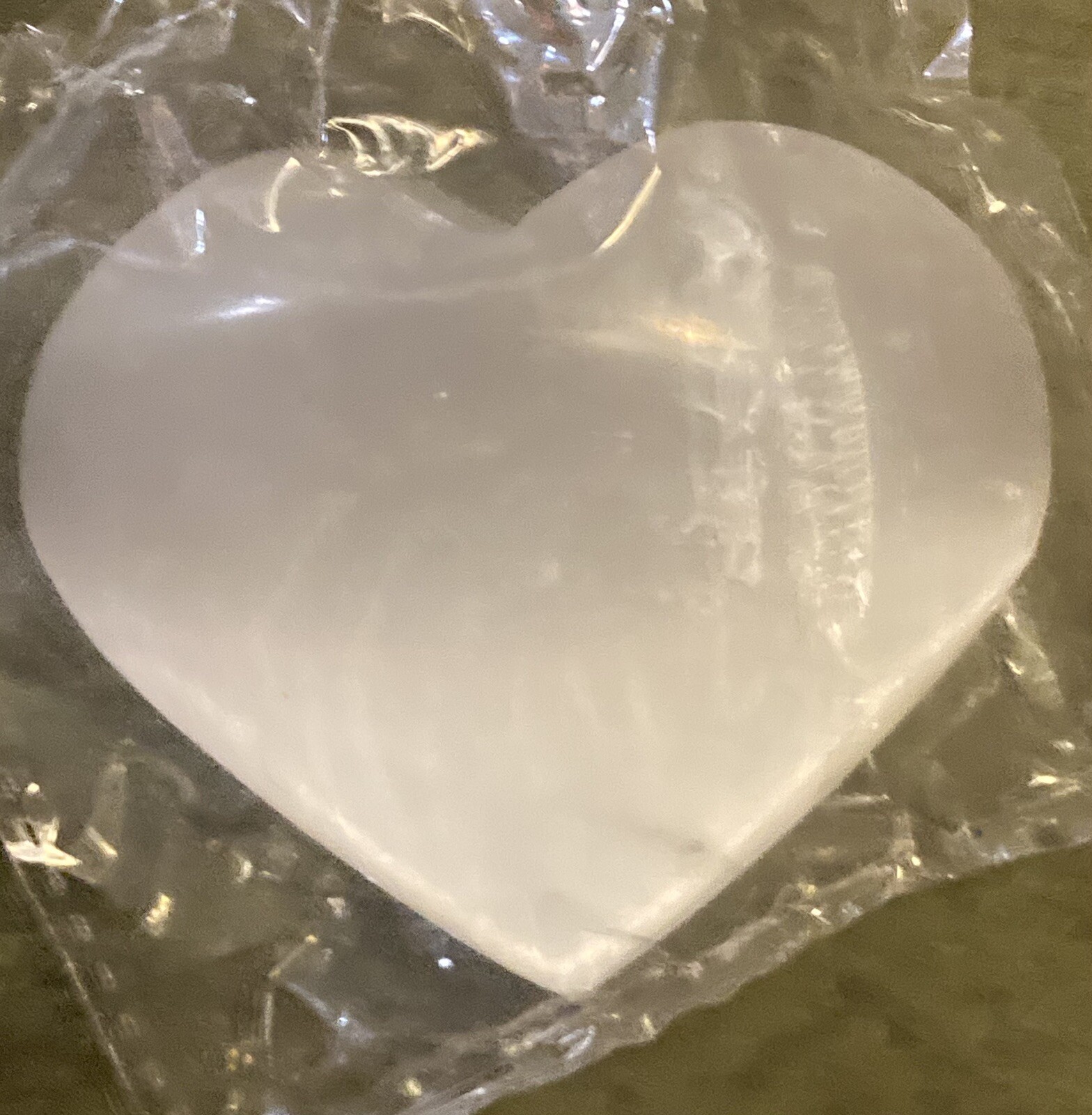 LARGE SELENITE HEART!! Carved And Polished With Natural Fractures Beautiful!
