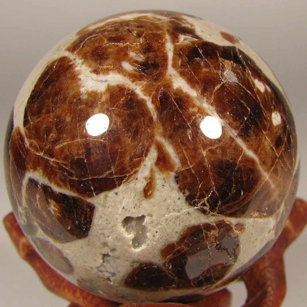 40mm Red GARNET in WOLLASTONITE Crystal Polished Sphere Ball w/ Stand – Namibia