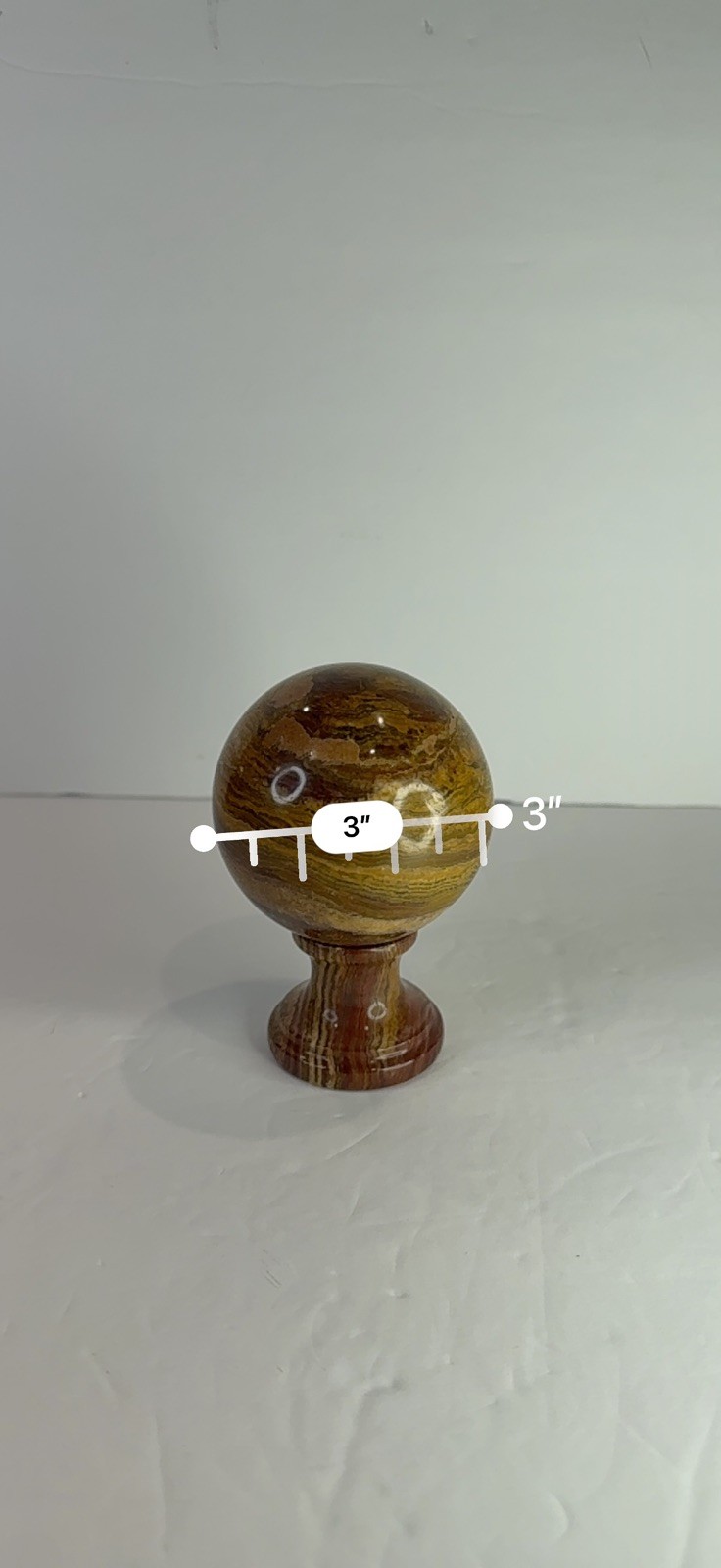 Collector-Grade Banded 🤎 Brown Onyx Sphere on Pedestal • 631g Natural Stone