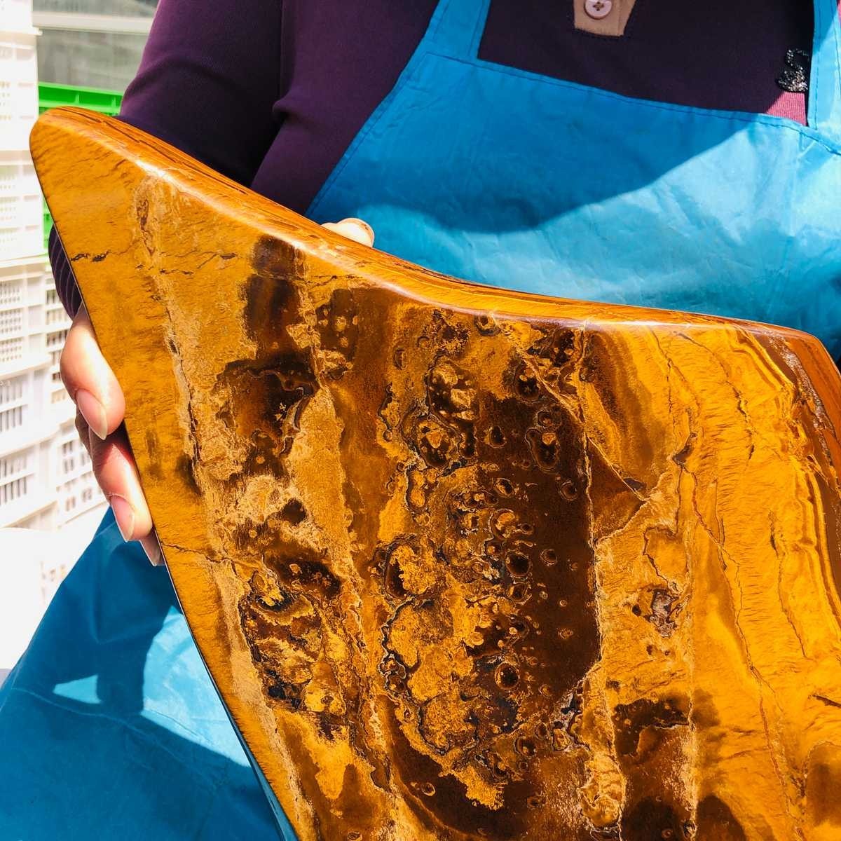 5480G Large Natural Tiger’s Eye Quartz Crystal Rough Mineral Specimen MH5324