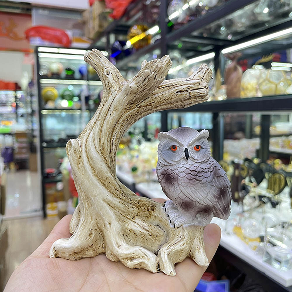 Owl Resin Sphere Holder Stand Base Natural Crystal Ball Hand Decoration Gift USA
