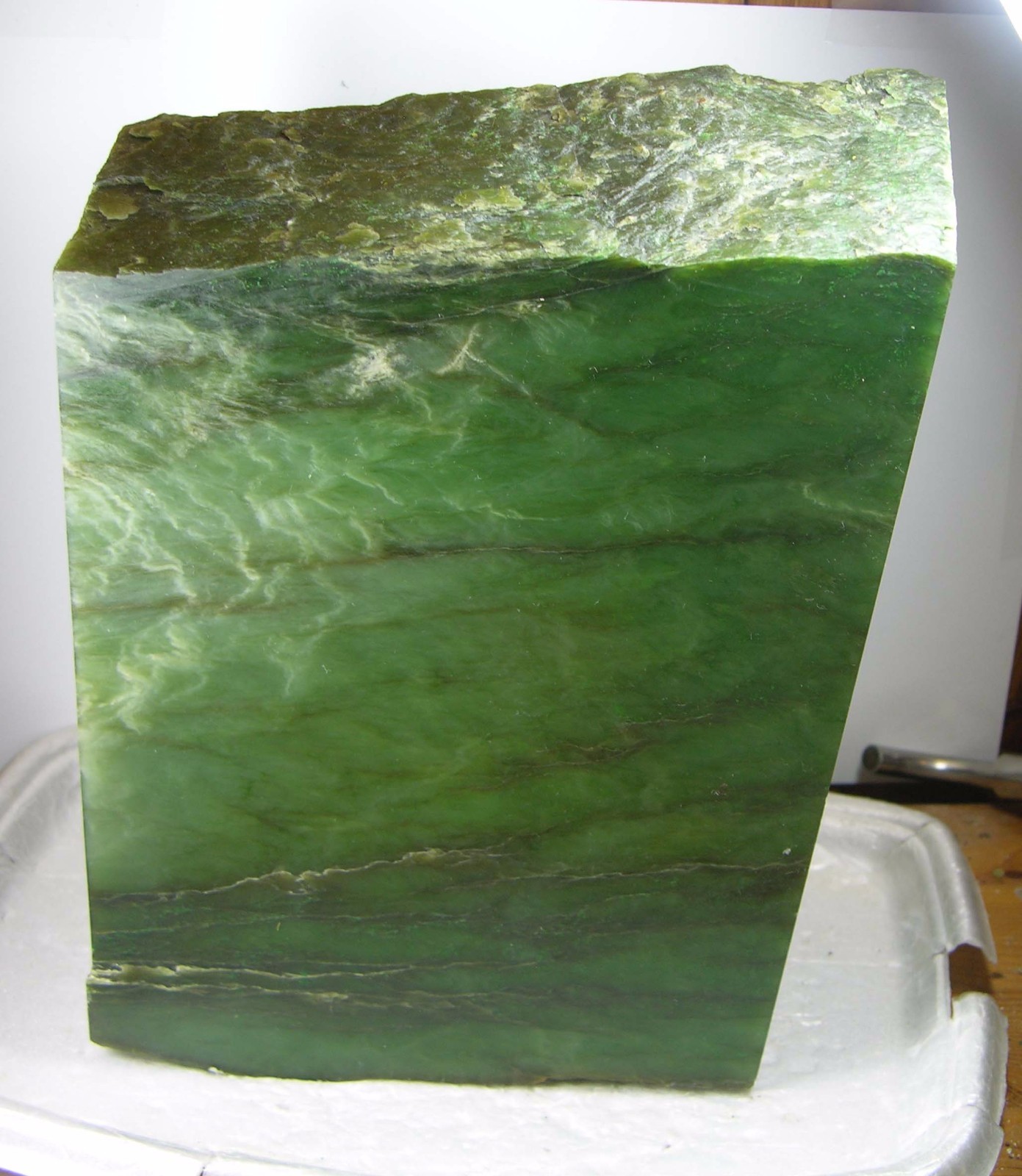 7345g BC Canada 100% Natural Raw Rough Green Jade Block Chunk Specimen 15.44 lb