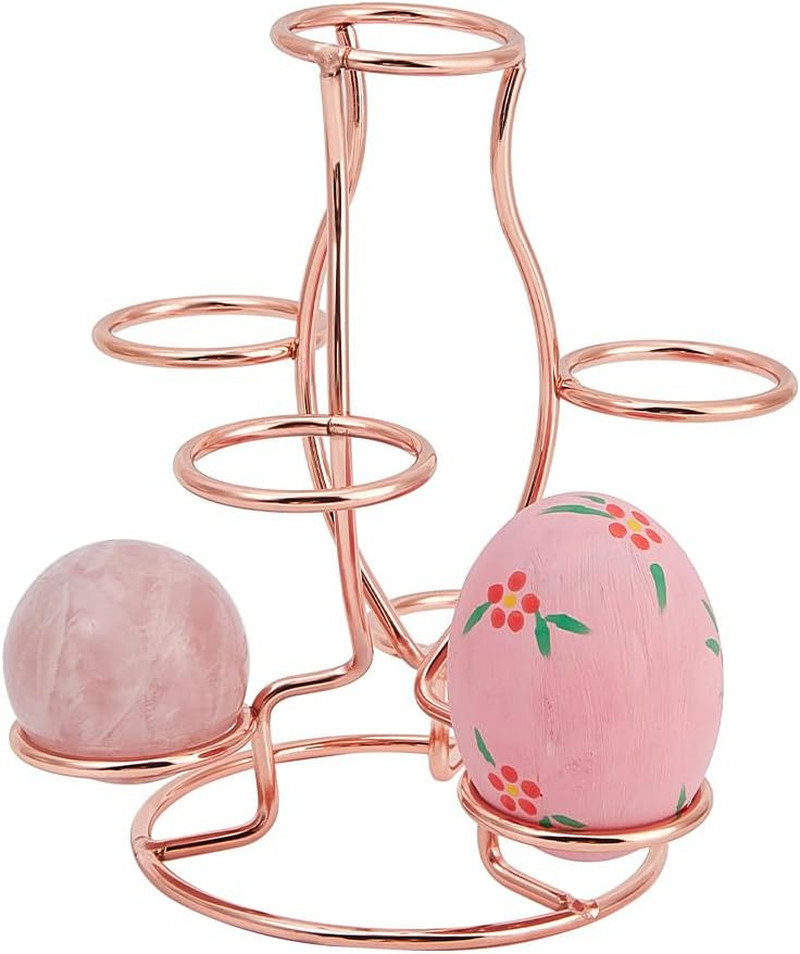 Crystal Sphere Holder 5.6″ Tall, 7 Eggs Display Stand 1.34″ Diameter Metal Multi