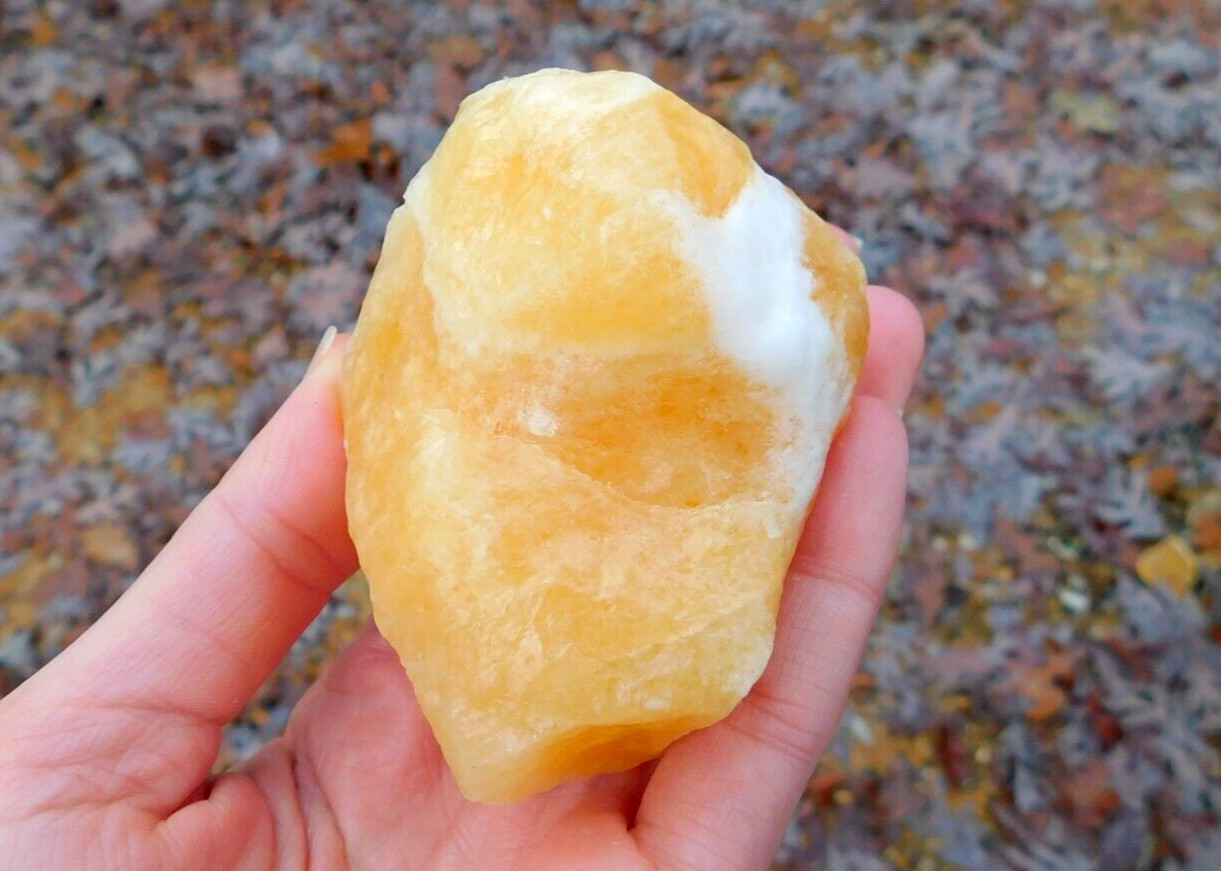 Orange Calcite Natural Rough Raw Stone 211g Solar Sacral Chakra Energy Healing