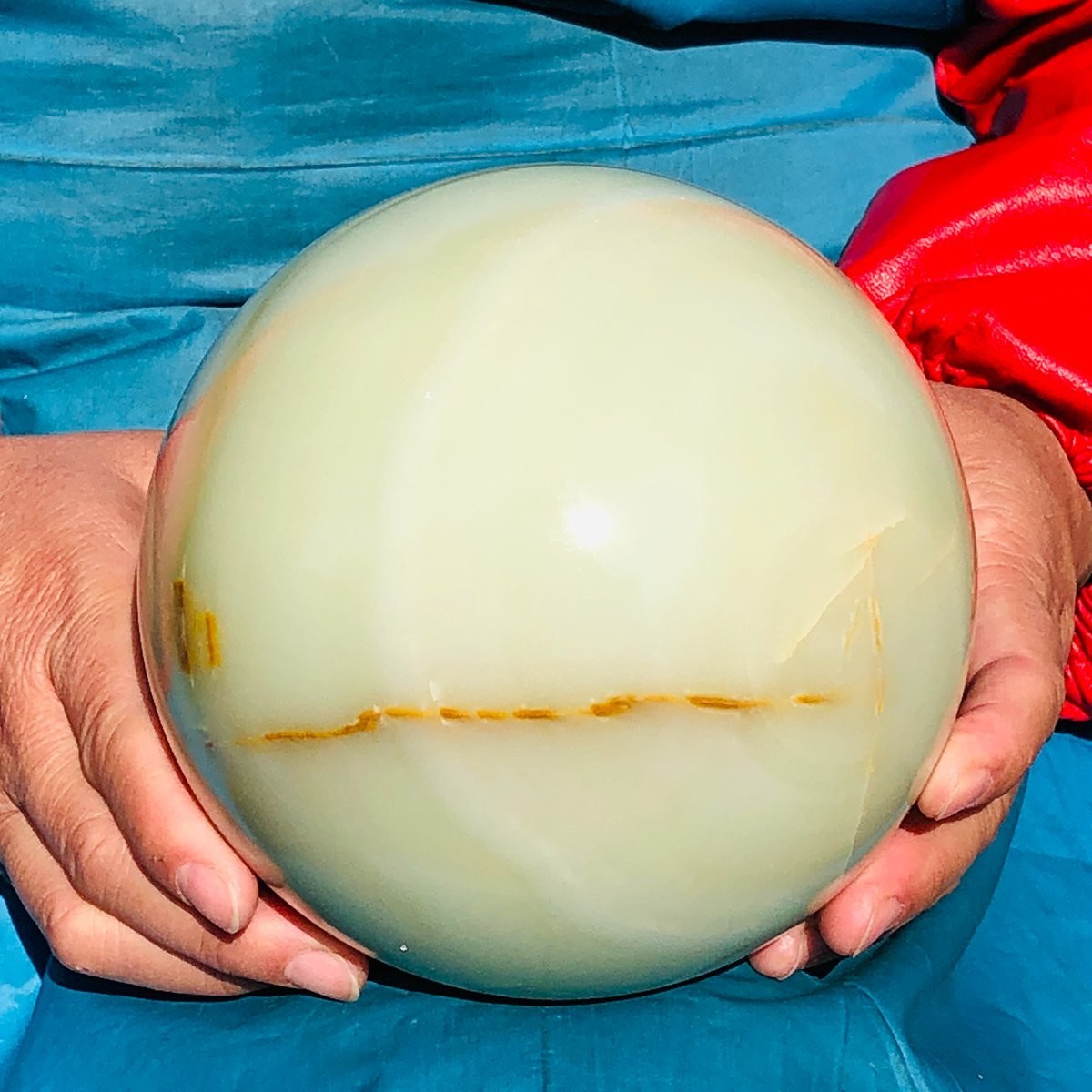 9.17LB Natural Afghan Jade Sphere Polished Crystal Healing Ball Home Reiki