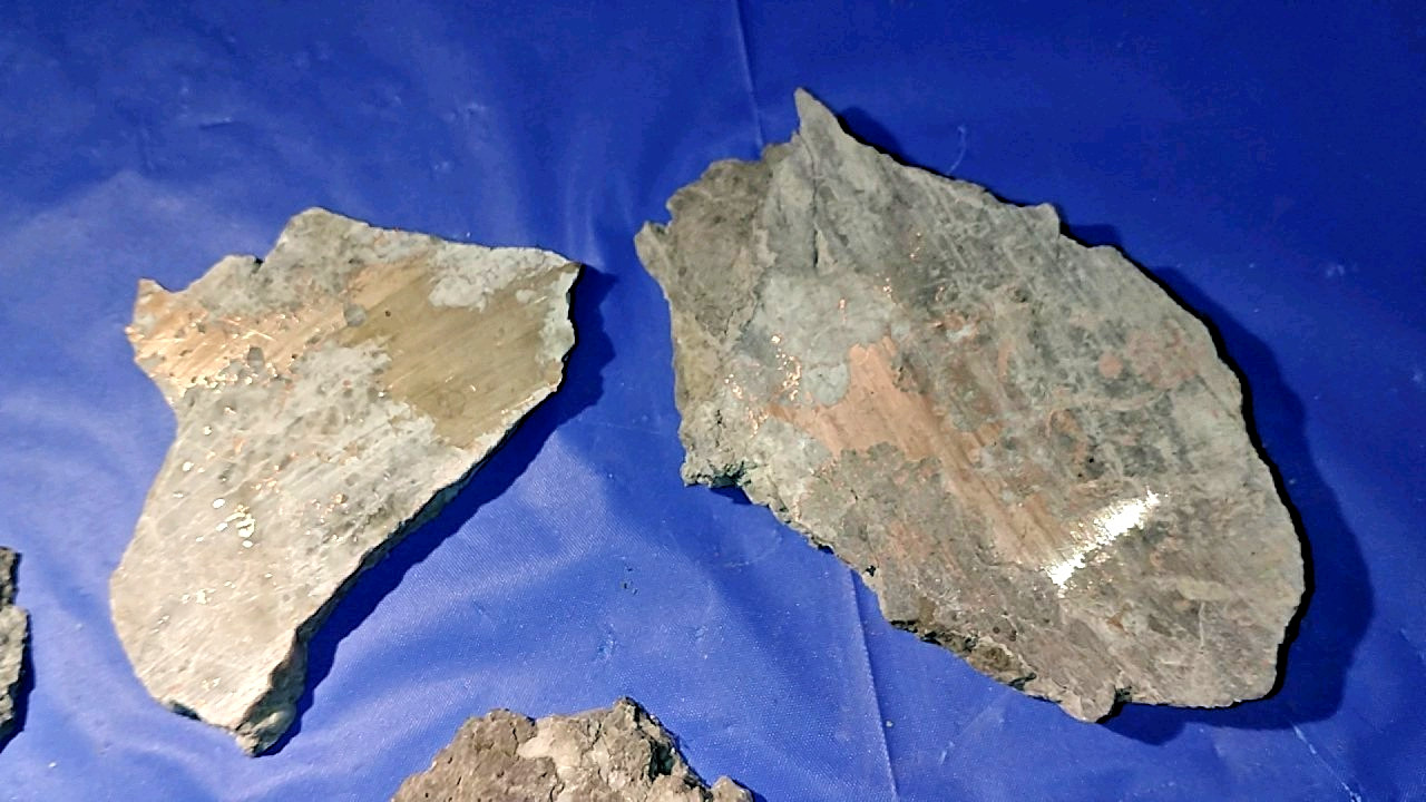 6 Small Slabs Rough Cut Native Copper Nugget Keweenaw Michigan 1.5 lb. in Matrix