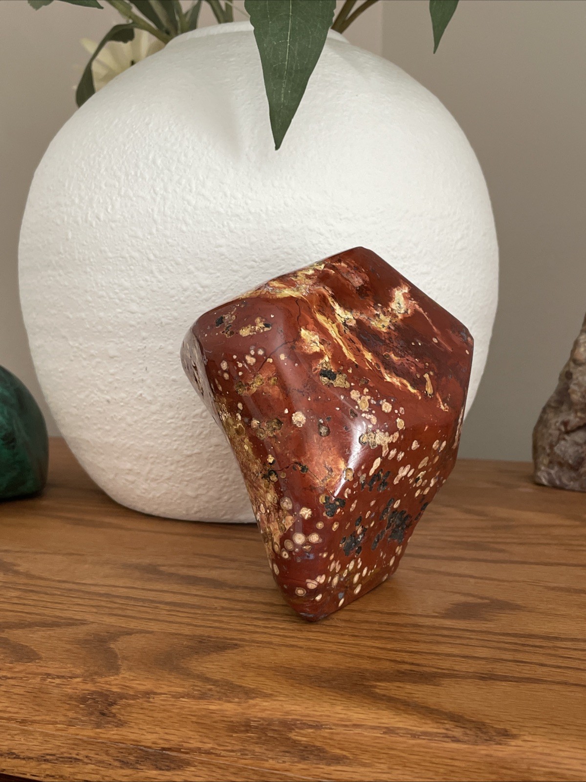 Red Orbicular Jasper – Carved And Polished – Display Piece Or Cabochon Material