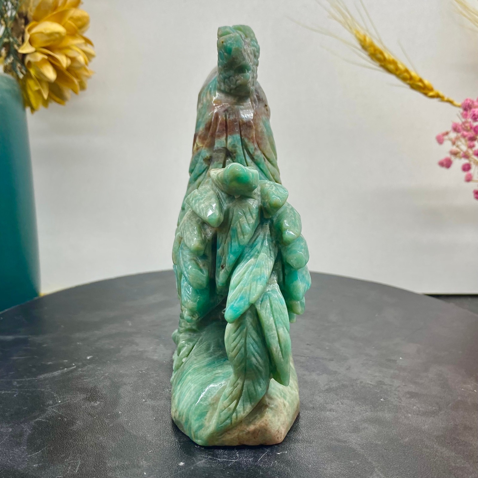1.52LB Natural Amazonite Carving chicken Hand Carved Crystal Healing Decor
