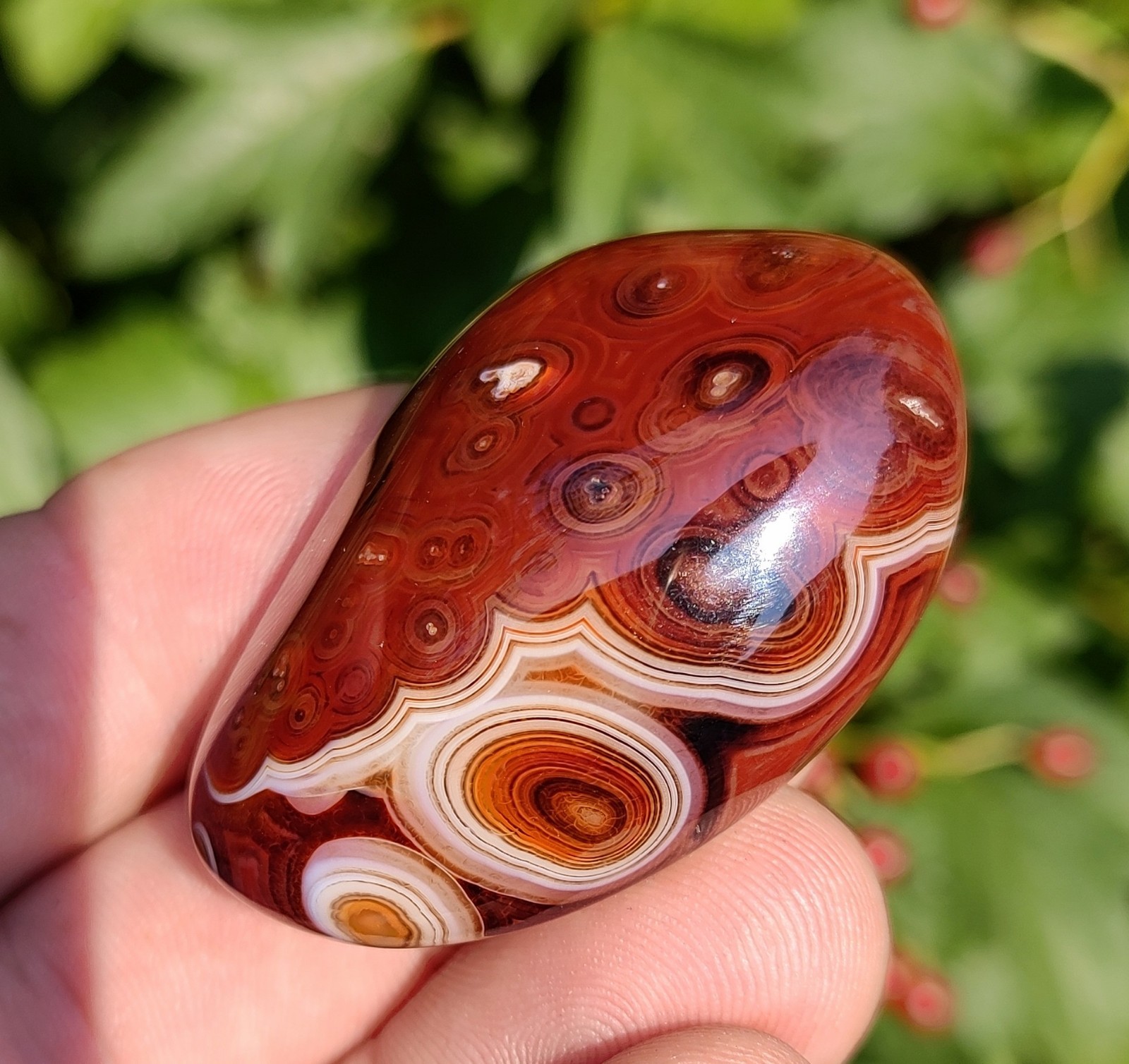 Mixed Pattern Madagascar Sardonyx Agate, 38g Polished Madagascar Tube Agate