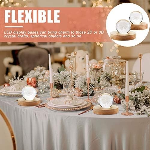 Wooden LED Light Base Display Stand for Acrylic Resin Crystal Sphere Glass Art