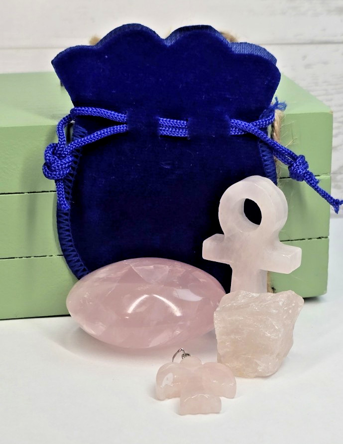 Rose Quartz Crystal Set Self Care Gift Calm Anxiety Relief Stones Bundle