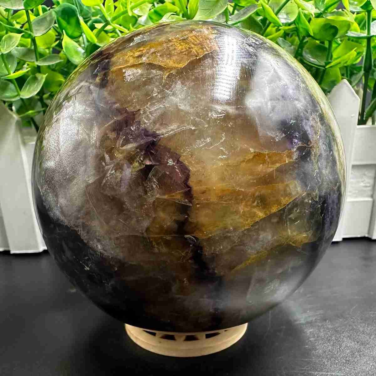1835g Natural Fluorite Quartz Sphere Crystal Energy Ball Reiki Healing Gem