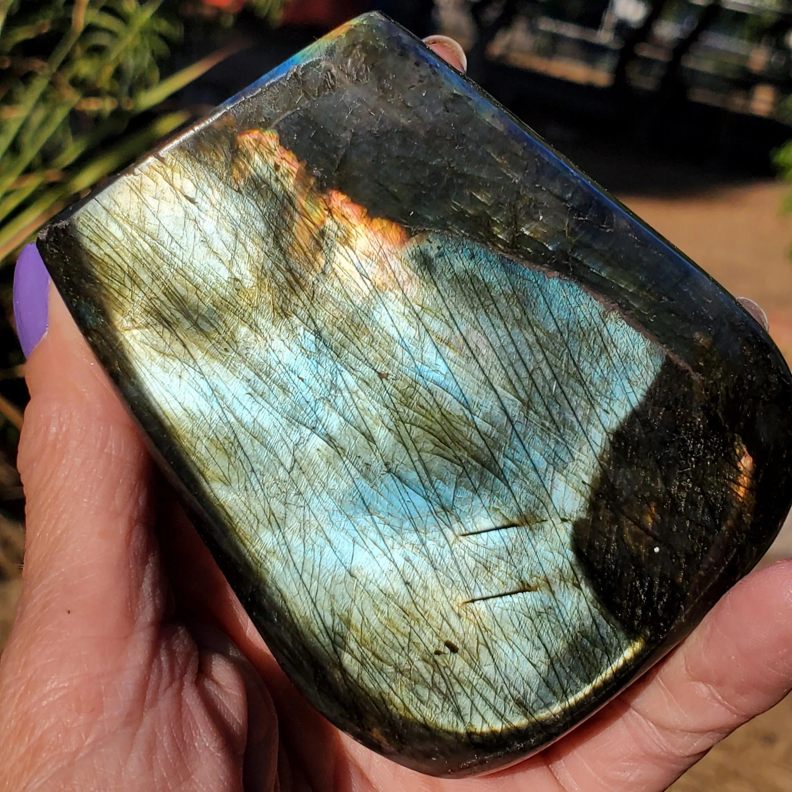 NO WAY! Double Colors on One Side Full Face Silver Green Labradorite Flash 340