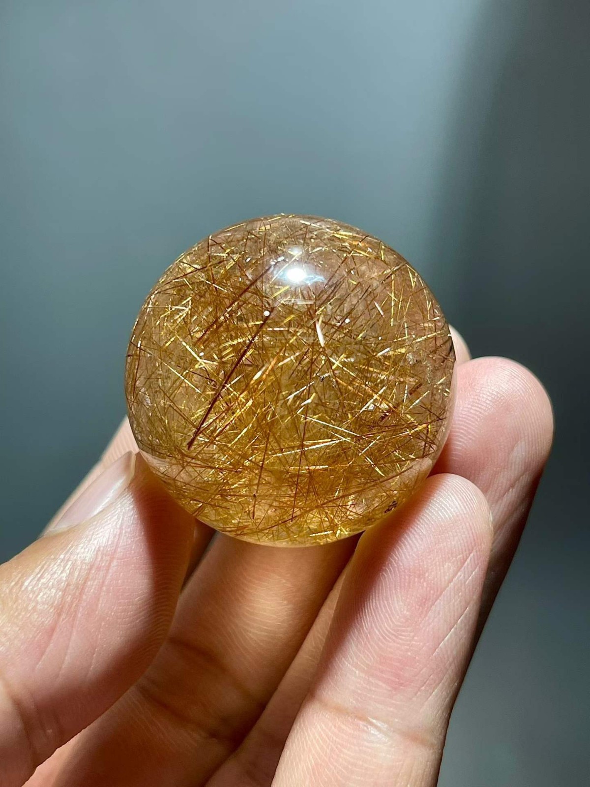 34mm Natural hairstone Quartz Ball Crystal polished Sphere Healing decor
