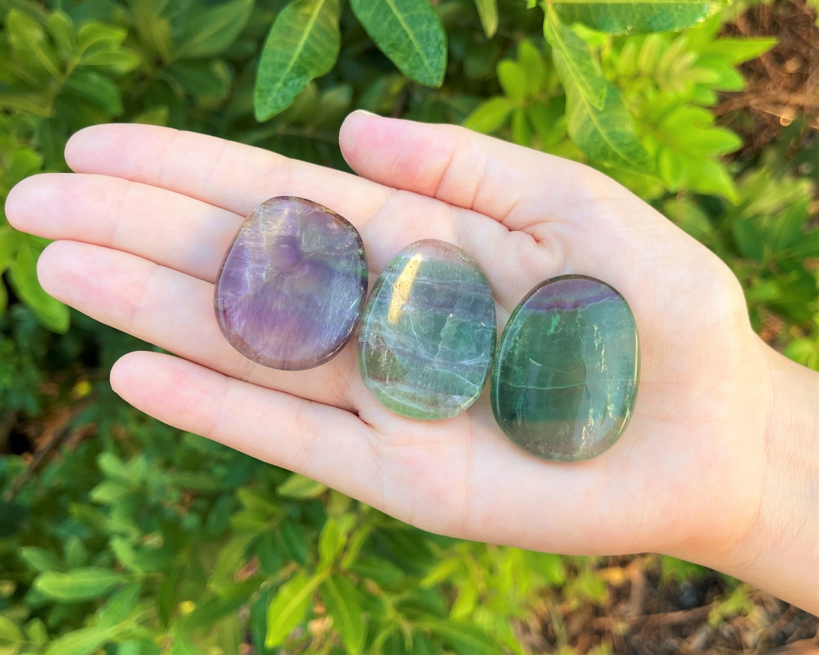 Fluorite Worry Stone (Fluorite Palm Stone, Smooth Polished Fluorite Crystal)