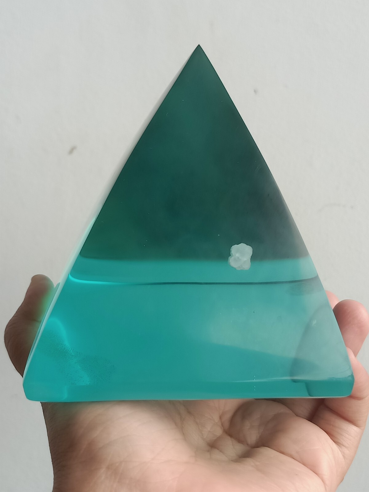 876 Grams Transparent Blue Aquamarine Pyramid Shape Monatomic Andara Crystal P12