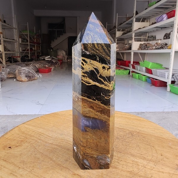 735g WOW! Natural Rare Pietersite Crystal Obelisk Quartz Tower Point Healing