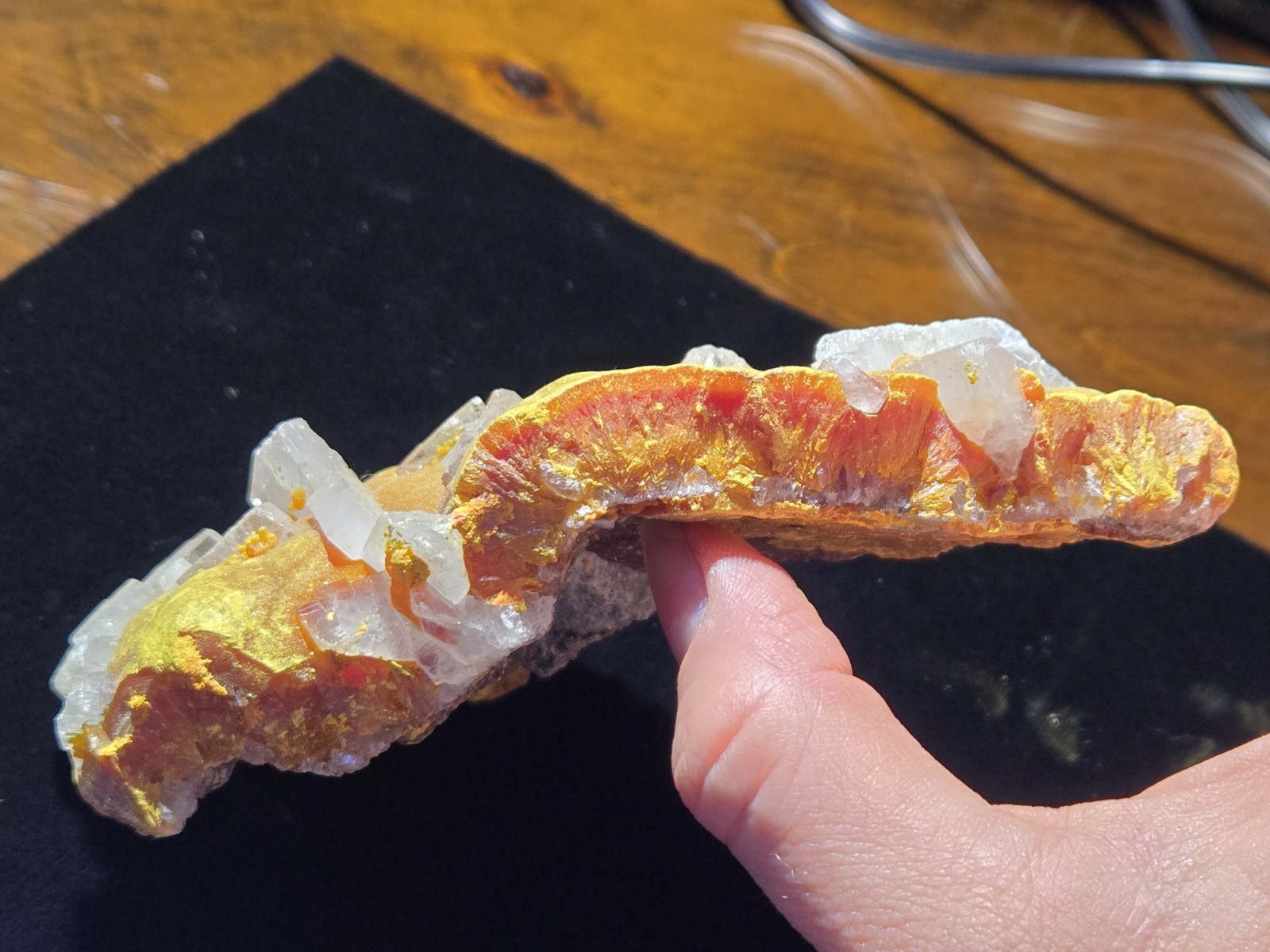 Orpement Realgar Natural Mineral Specimen With Barite and Pyrite 374g Peru 5.25″