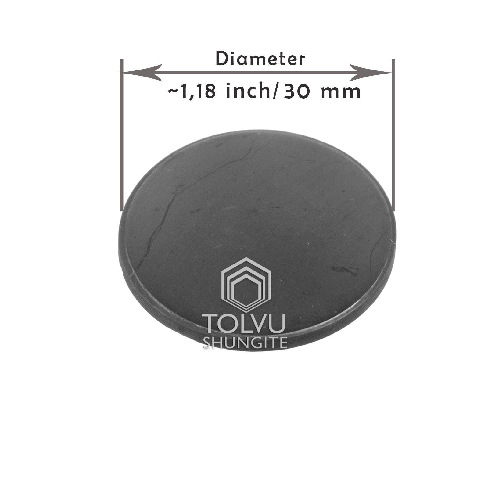 EMF protection Shungite sticker round plate, genuine shungite stone, Tolvu