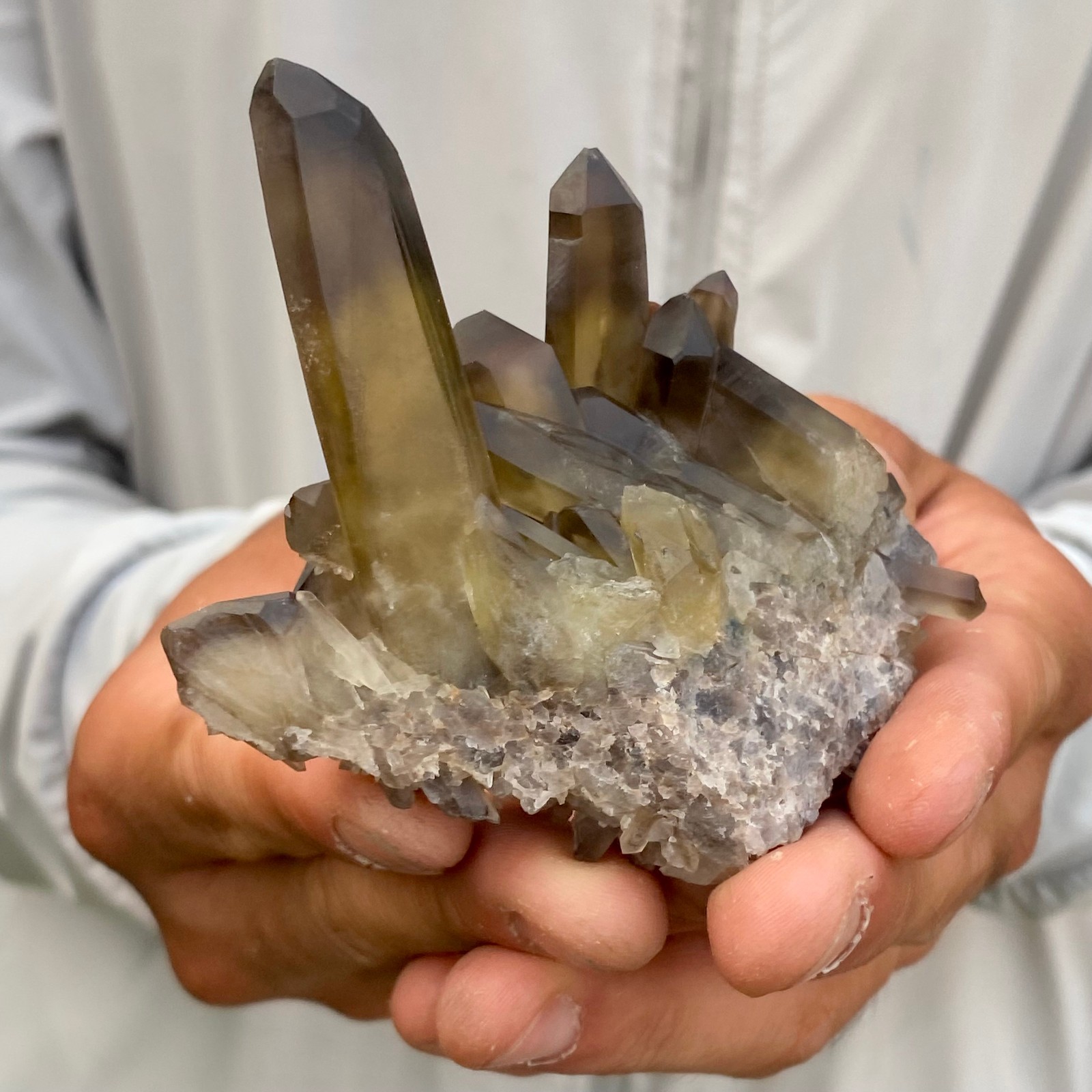 166G Natural smoky black quartz cluster crystal mineral specimen healing