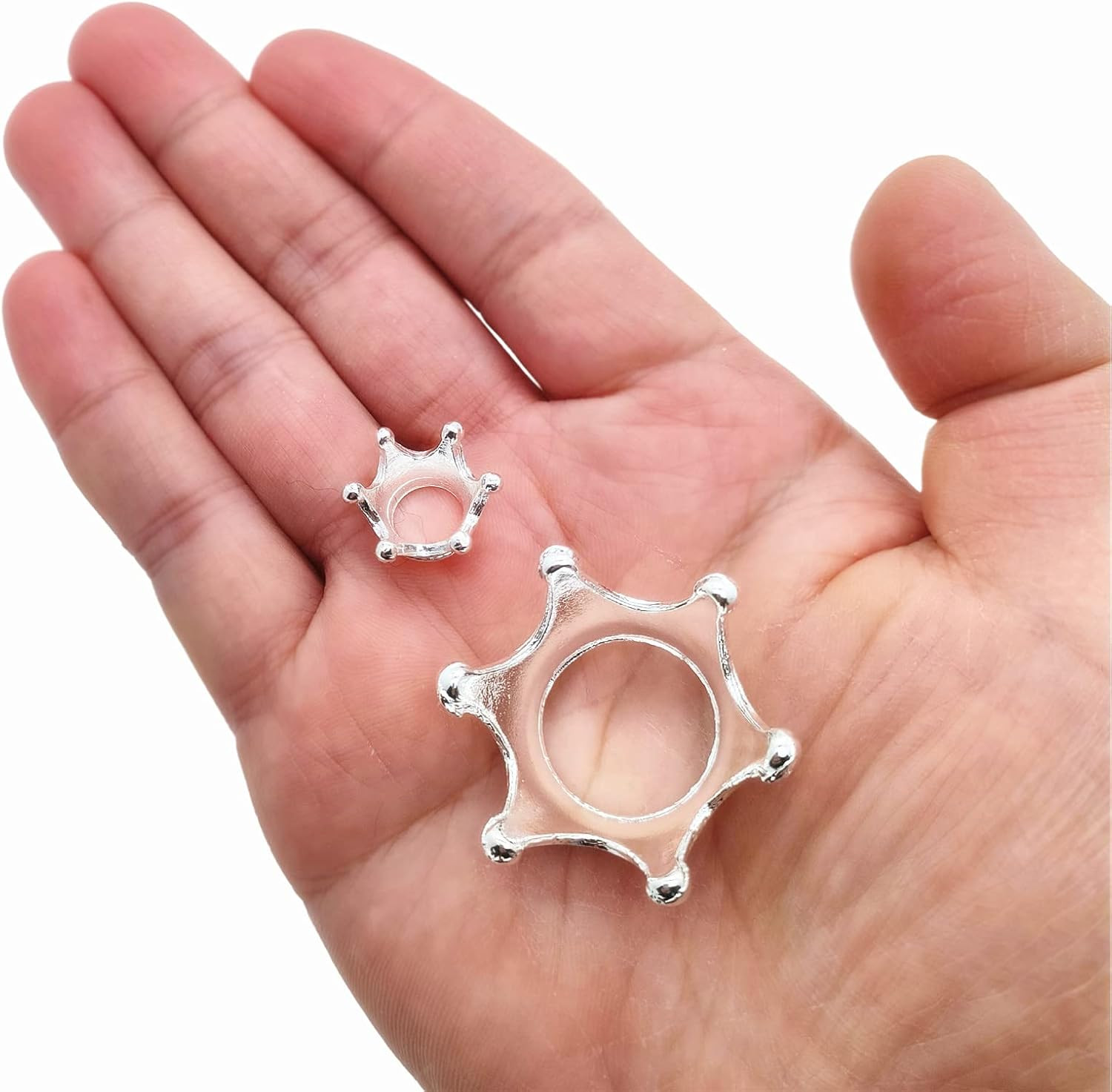 2 Sizes 10 Pcs Metal Silver Crystal Ball Stands Globe Stone Holders Sphere Displ