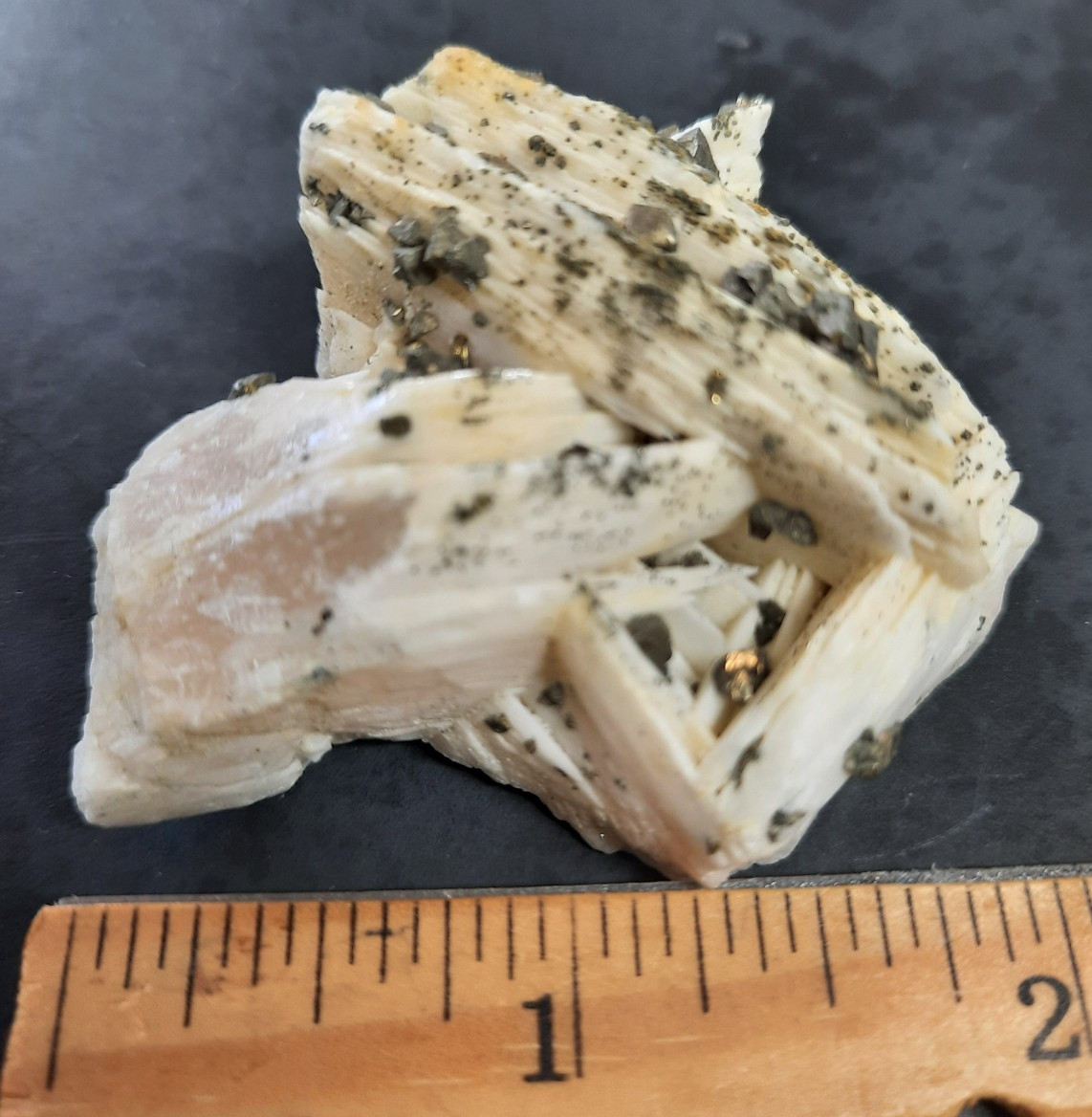 Pyrite Crystals on Barite, Morocco 2 1/2 x 1 5/8th x 1 inch
