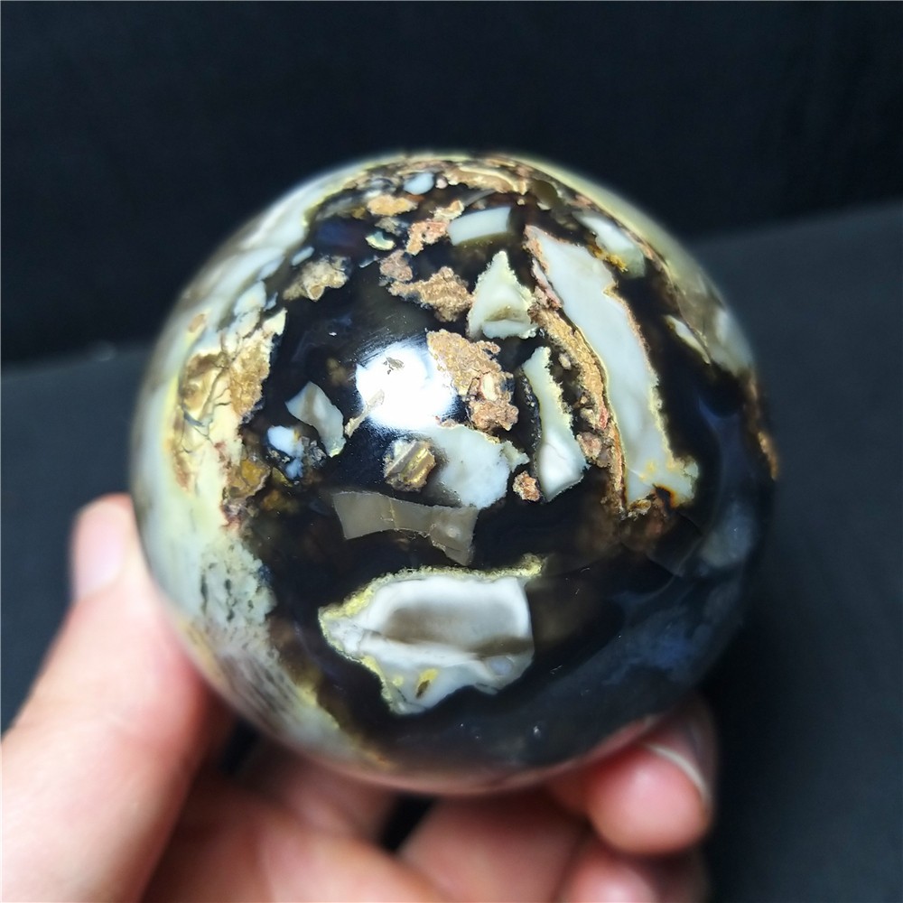 RARE 300G 61mm Natural Polishing Colorful Agate Stone Ball Reiki Healing A399