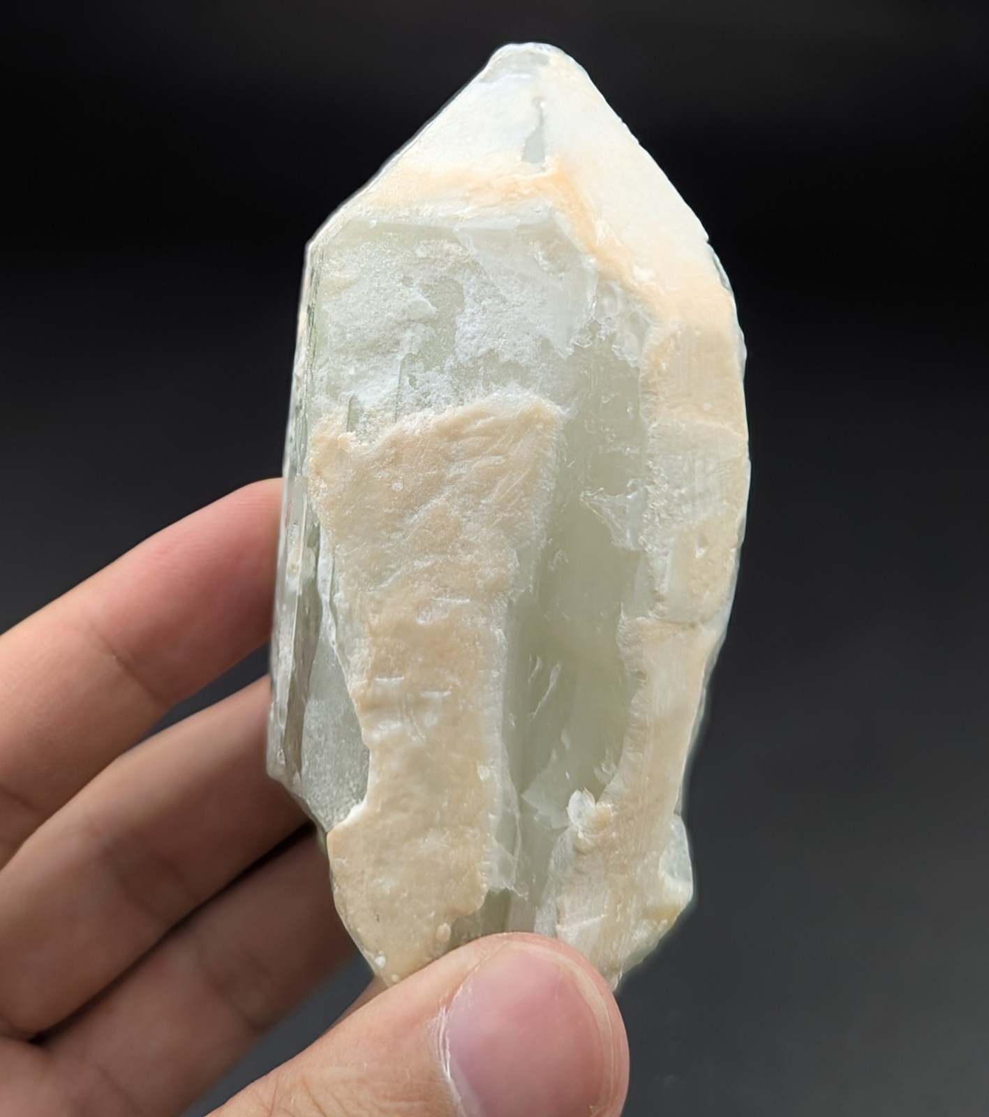 Green Tourmaline Included And Dissolved Quartz Crystal, Afghanistan, 295 Grams