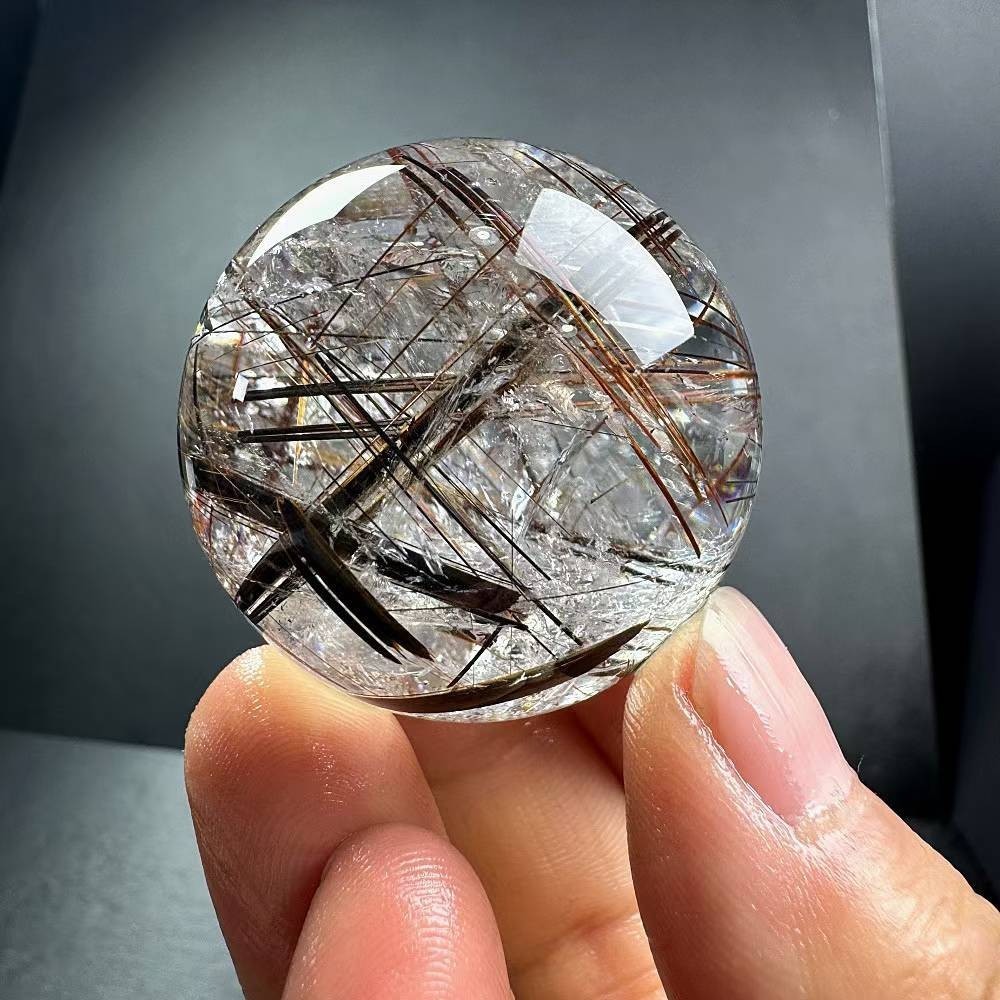100g Natural Rutilated Quartz Sphere Crystal Ball Mineral reiki Decor