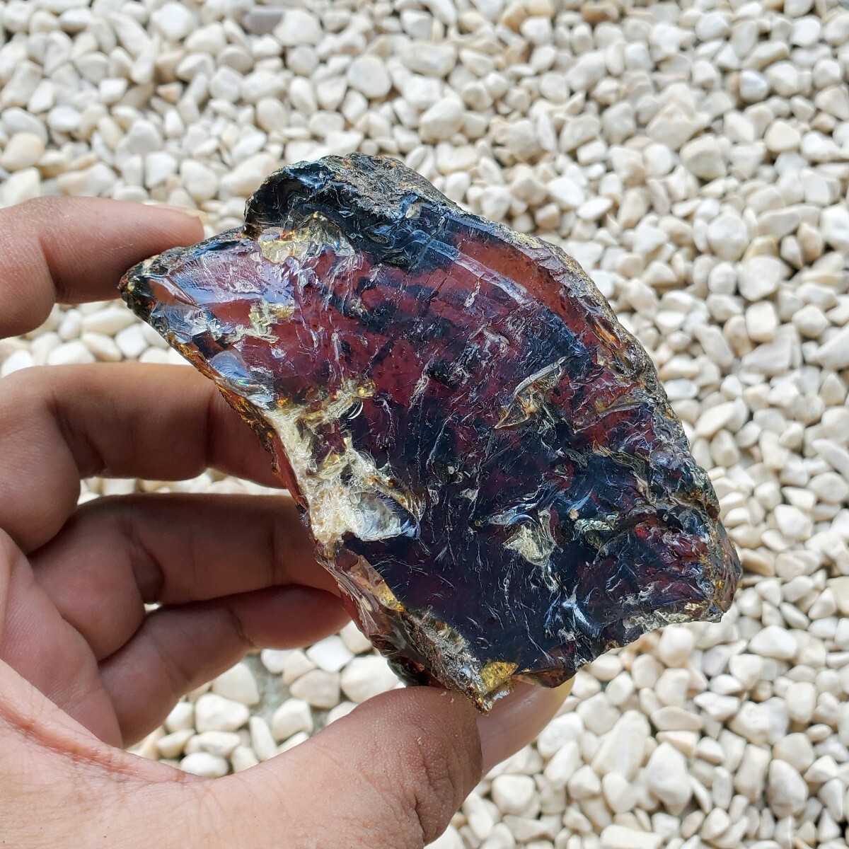 125 Grams Sumatran Blue Amber Rough #164