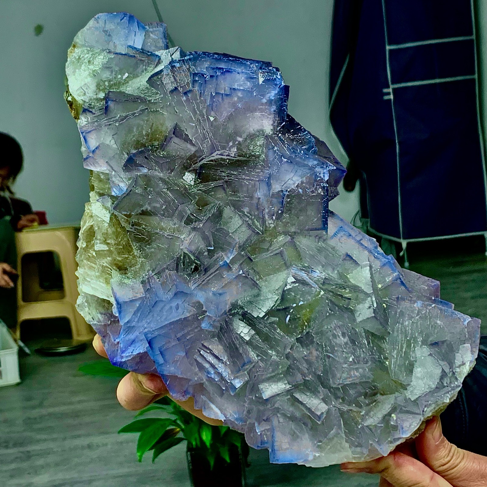 9.57LB Natural purple QR code fluorite cubic crystal mineral specimen