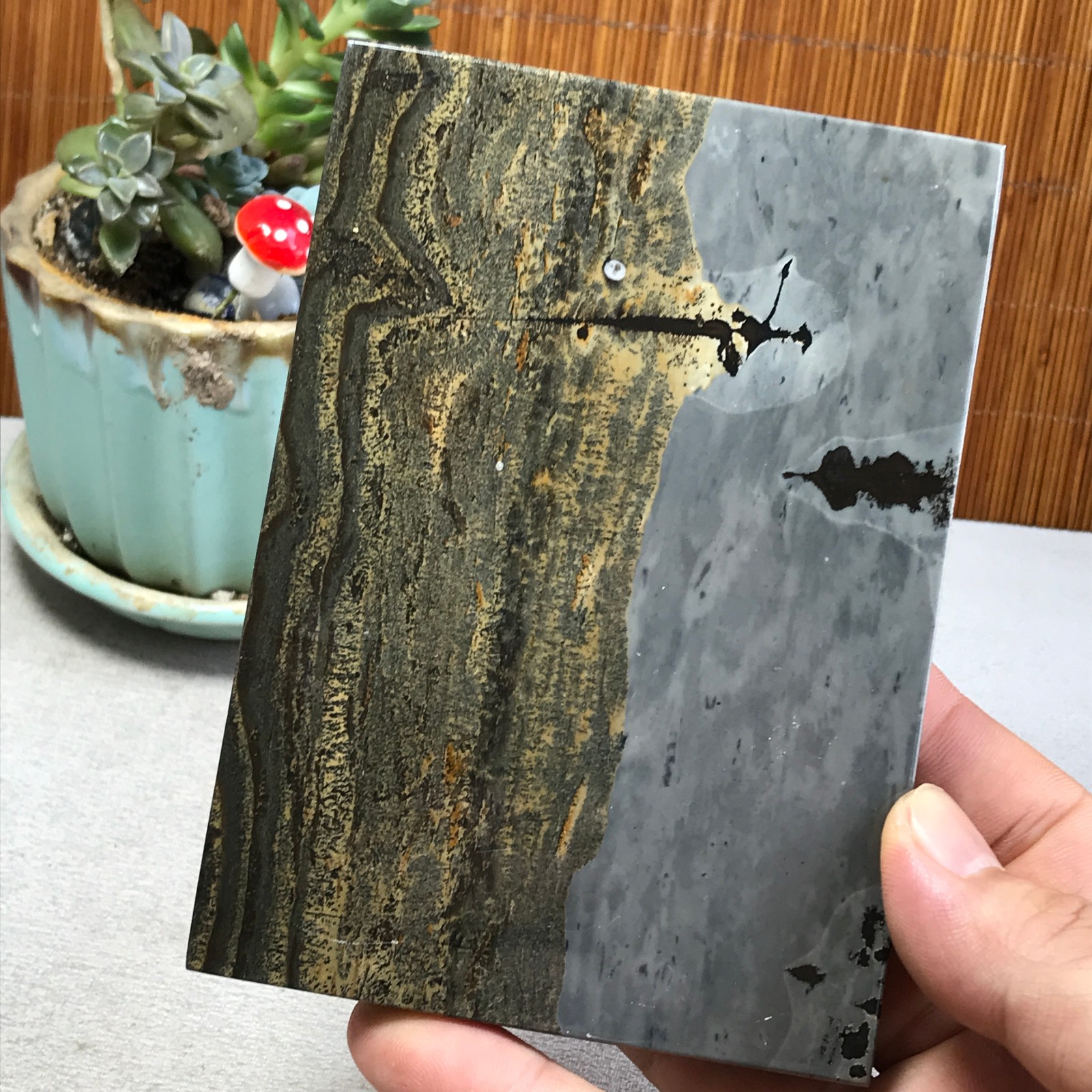 290g Natural Chinese painting stone crystal ornaments for home decoration A6423