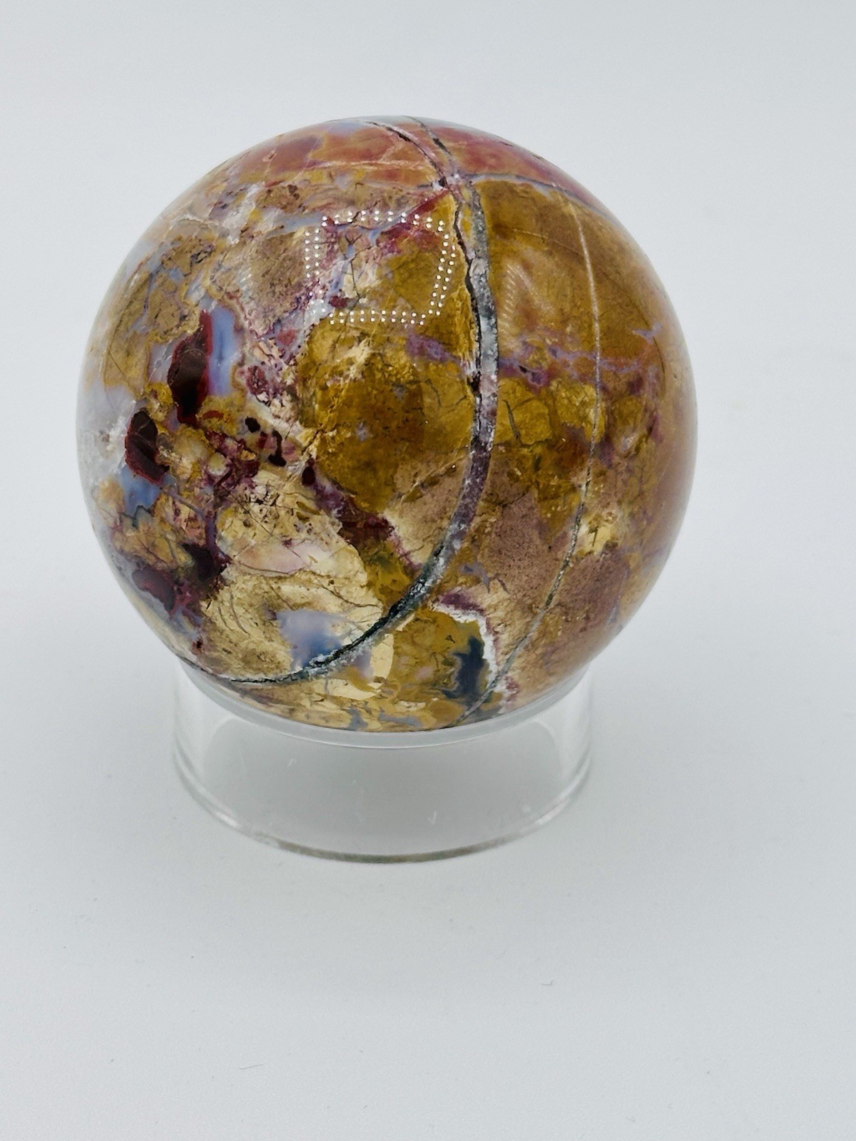Natural Crystal – Ibis Jasper Sphere (Perfectly Imperfect) w/Acrylic Stand