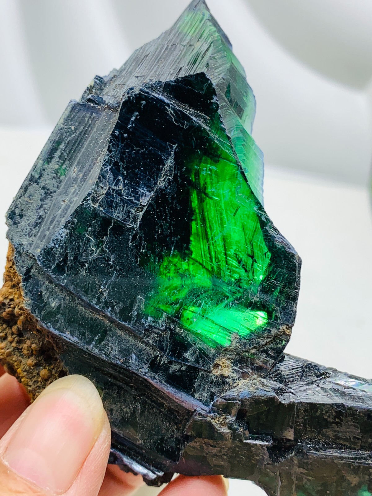 759ct85mm TOP EXCELLENT BLUE GREEN VIVIANITE CRYSTALS Specimen FROM Brazil GEM