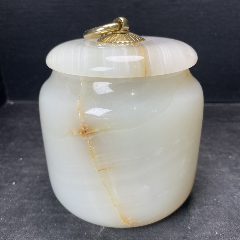 2.8LB 4.6″ Natural Afghan Jade Removable Jar Crystal Quartz Carving Gift