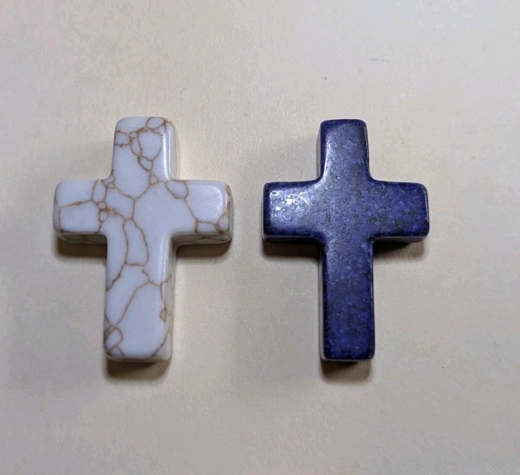 1″ Mini Crystal Crosses Natural Quartz Cross Shaped Worry Stones Charms – #10