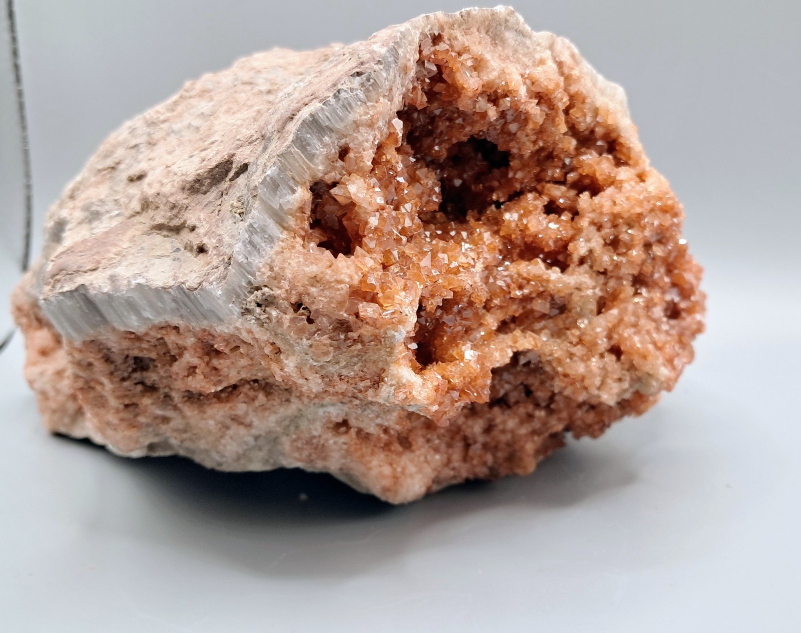 Celestite Geode Orange Crystals, Russia Large Cabinet Specimen