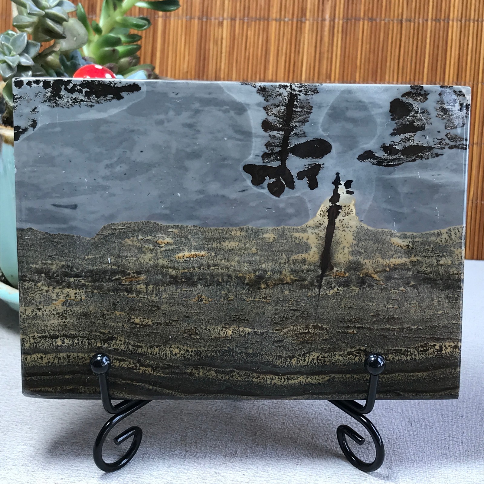 290g Natural Chinese painting stone crystal ornaments for home decoration A6423
