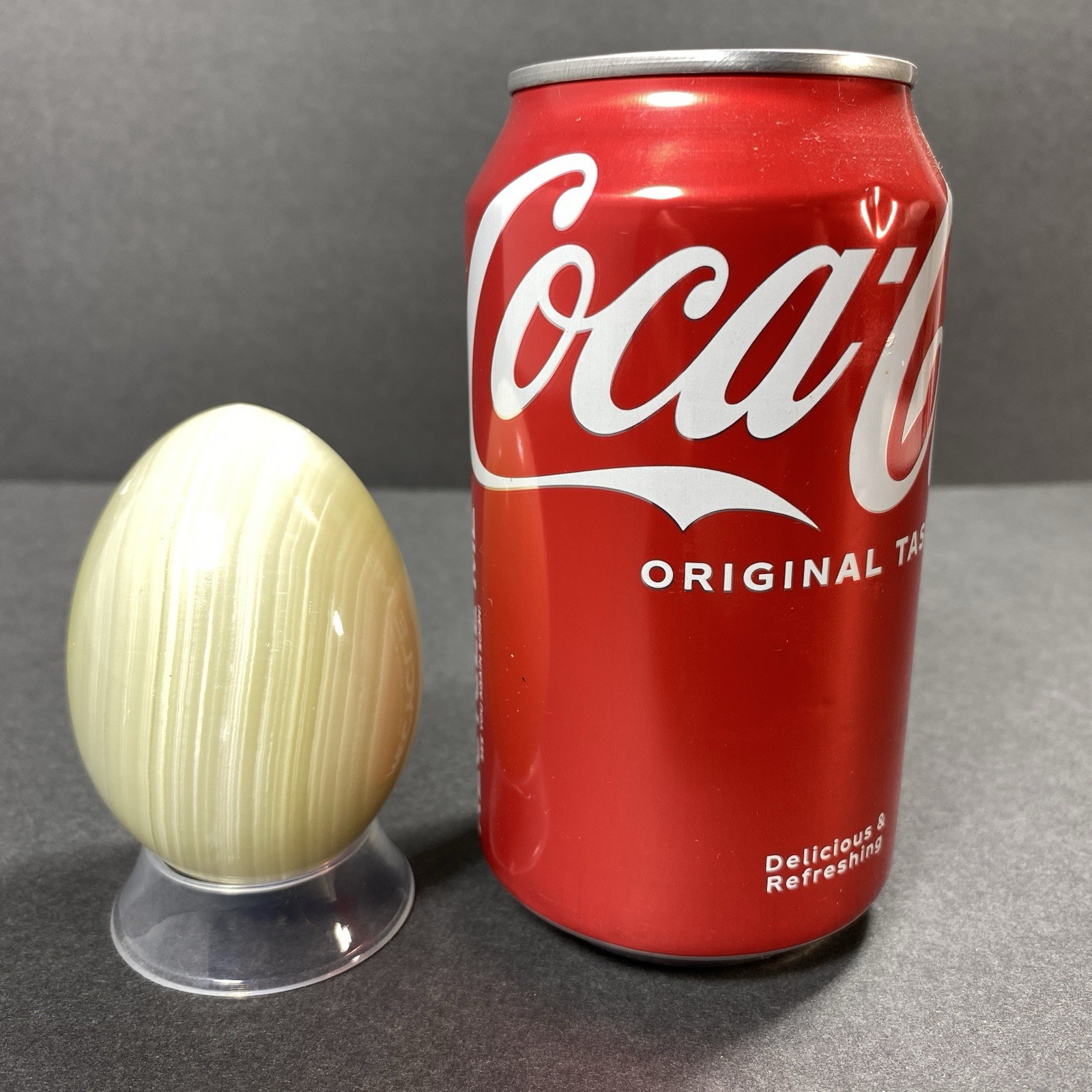 Natural Onyx Stone Egg With Stand Hand Polished Banded Agate Calcite Crystal