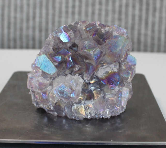AURA COATED AMETHYST FREEFORM 1.98 INCHES TALL/ 169.3 GRAMS
