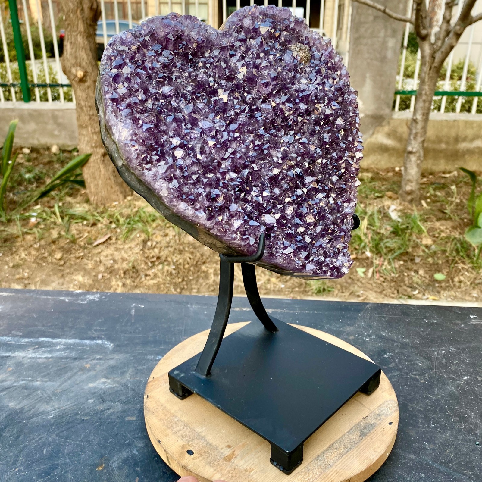 12.34LB Natural Amethyst Agate Quartz Crystal heart palm Mineral Reiki Healing