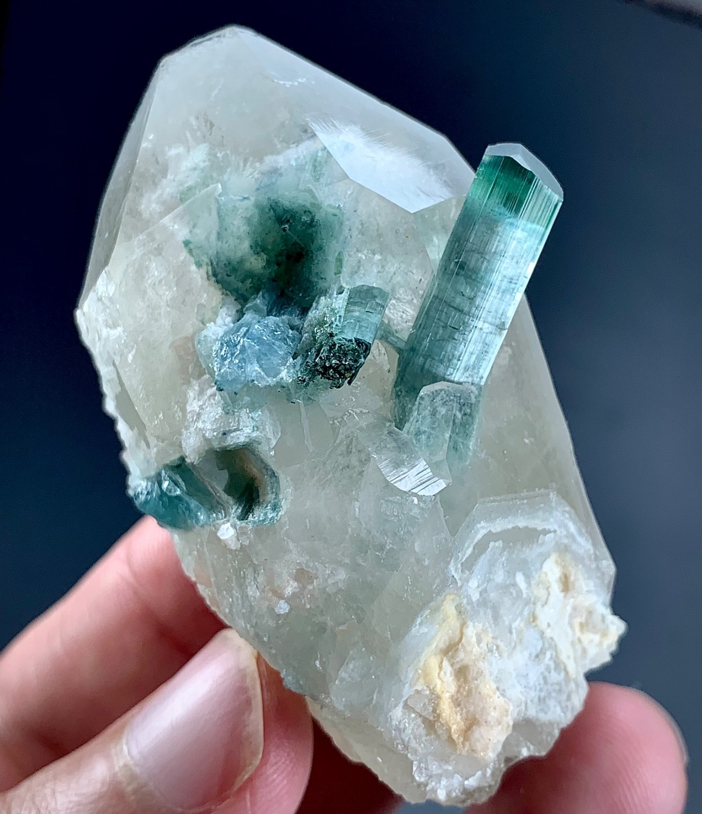 448 CTs Natural Tourmaline Crystal Embedded in Quartz specimen from Afghanistan