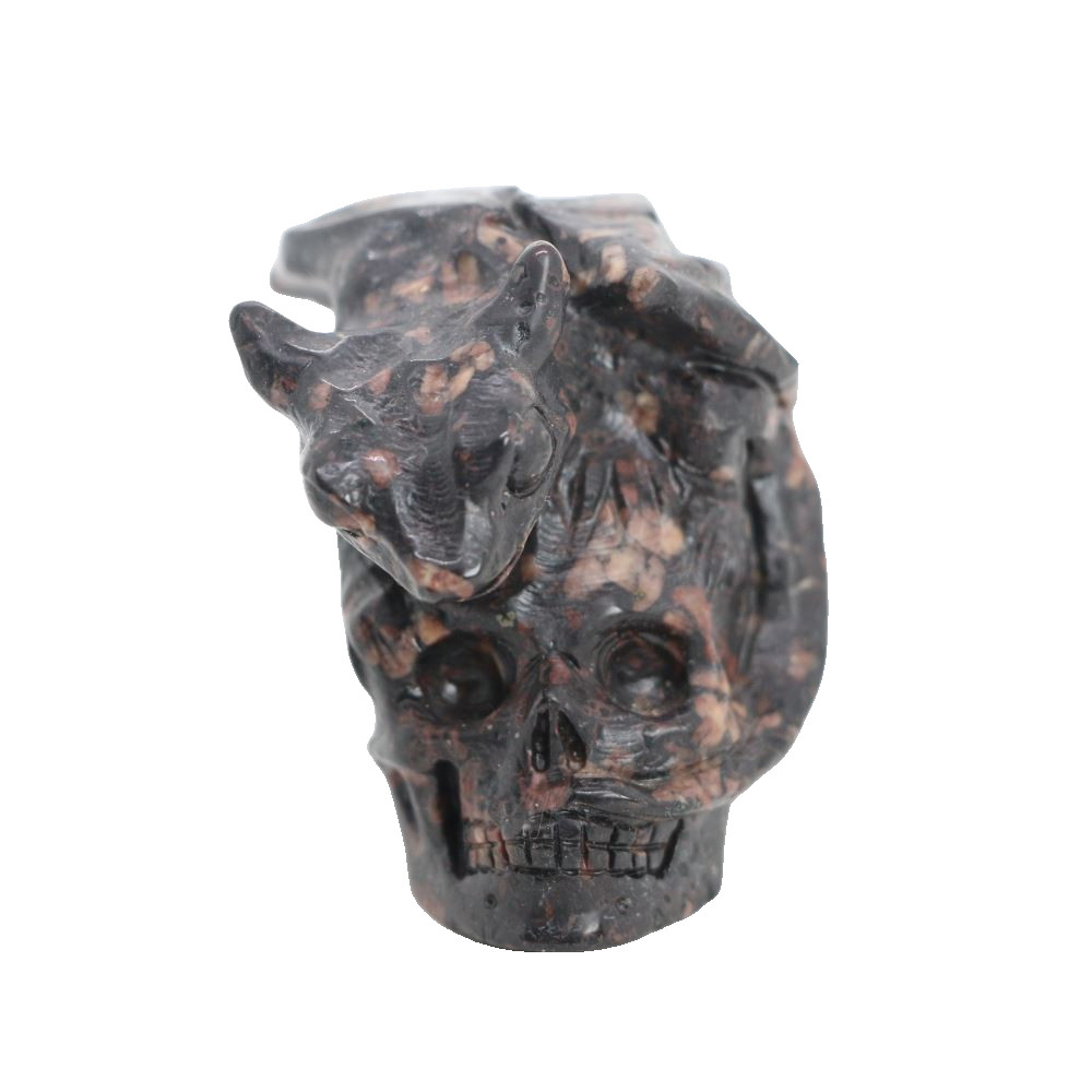 1.8″ PLUM FLOWER STONE Carved Dragon Crystal Skull Realistic Crystal Healing