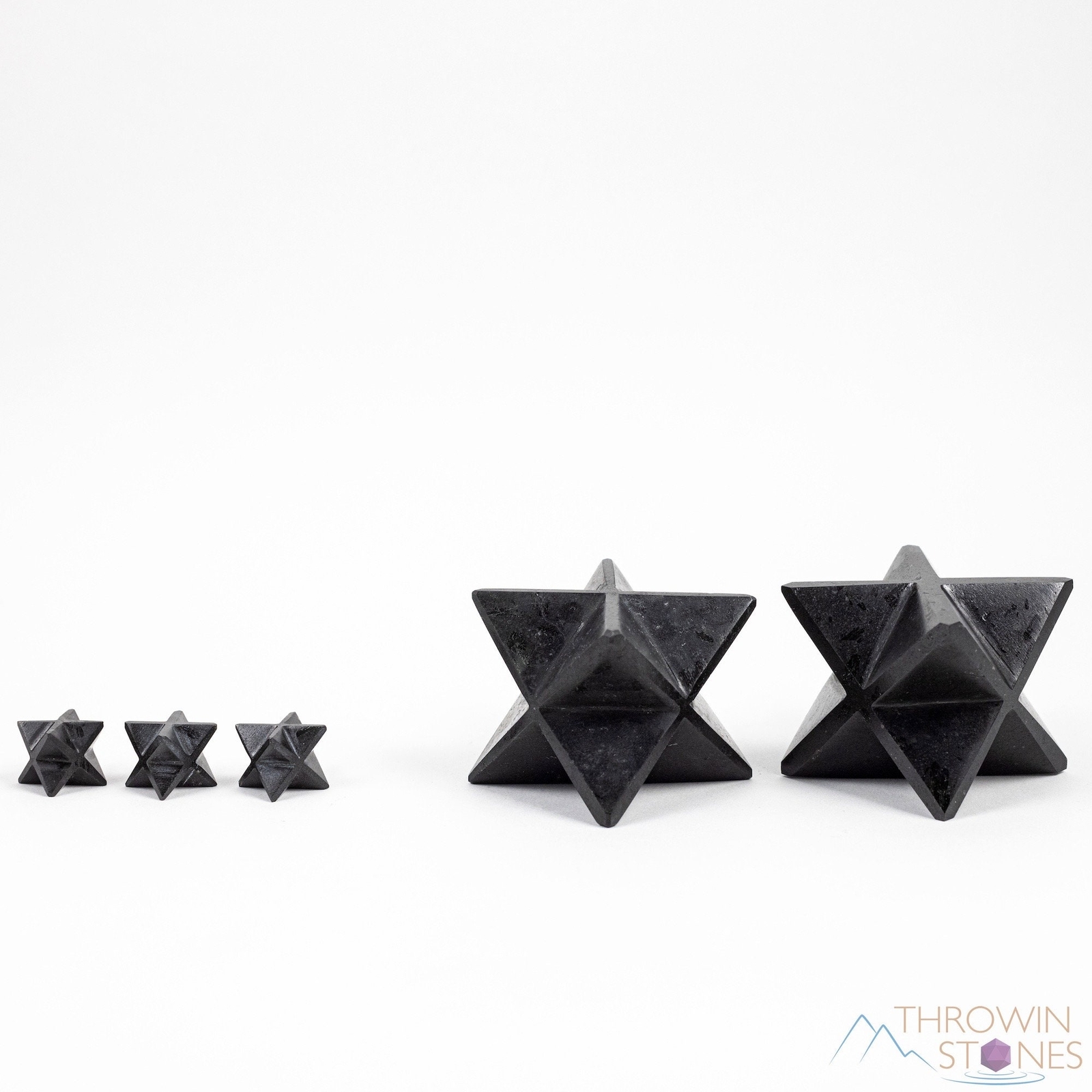 BLACK TOURMALINE Crystal Merkaba Irregular – Sacred Geometry Star Decor E2167