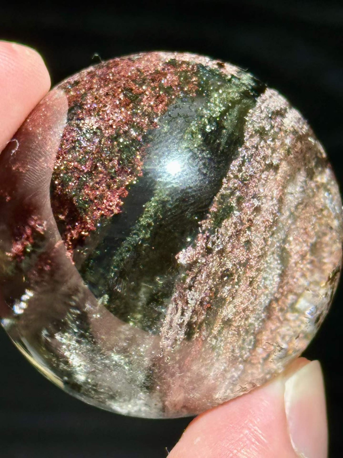 40mm Natural Color Ghost Phantom Quartz Sphere Crystal Ball Mineral Reiki Decor
