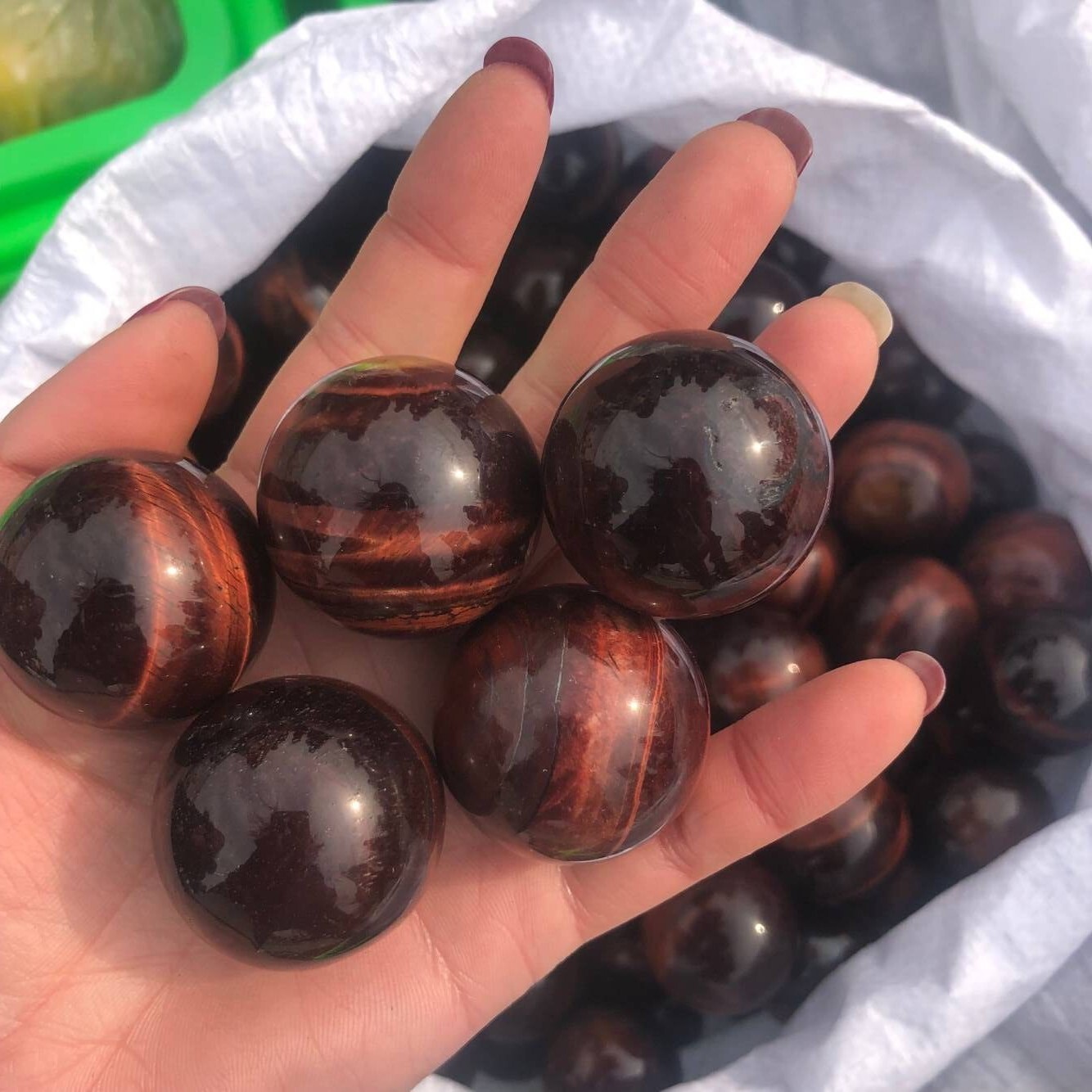 1Pcs 40mm Natural Red Tiger’s Eye Jasper Quartz Sphere Crystal Ball Healing