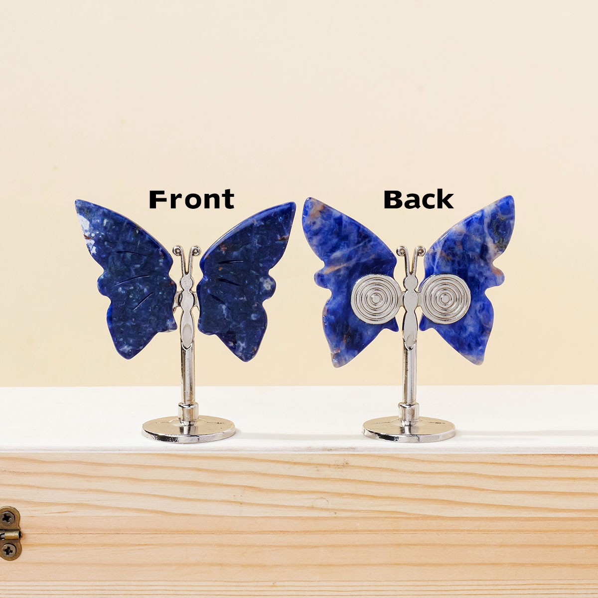 1PC Random Natural Mixed Stone Butterfly Figurine Crystal Carving Stand Home