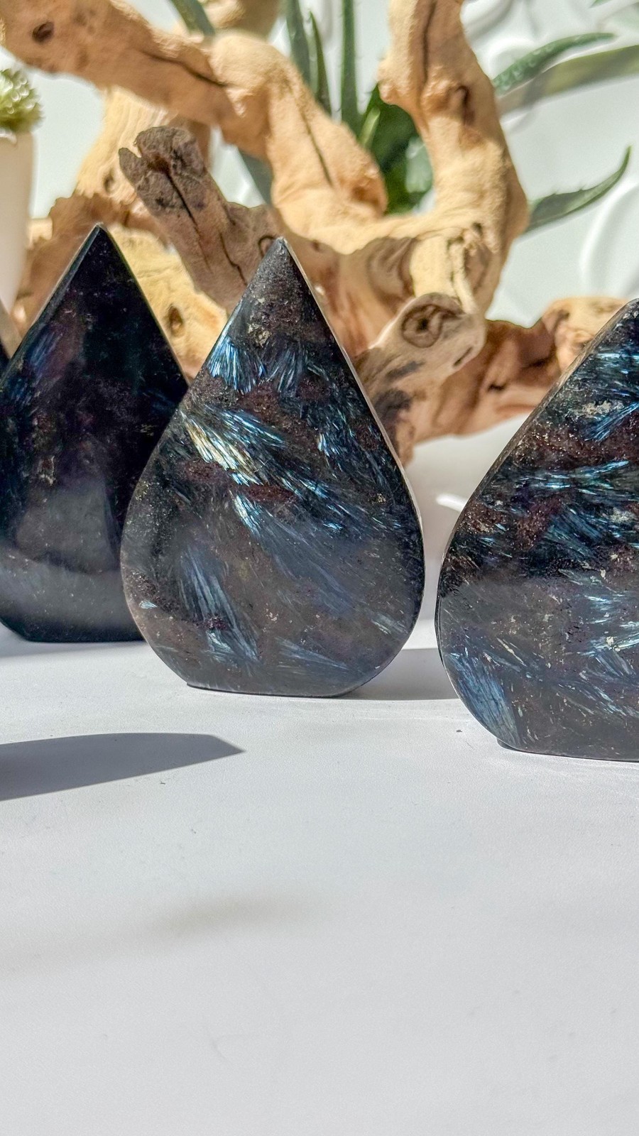 Natural Arfvedsonite Flame Crystal Polished Stone Decor Free US Shipping