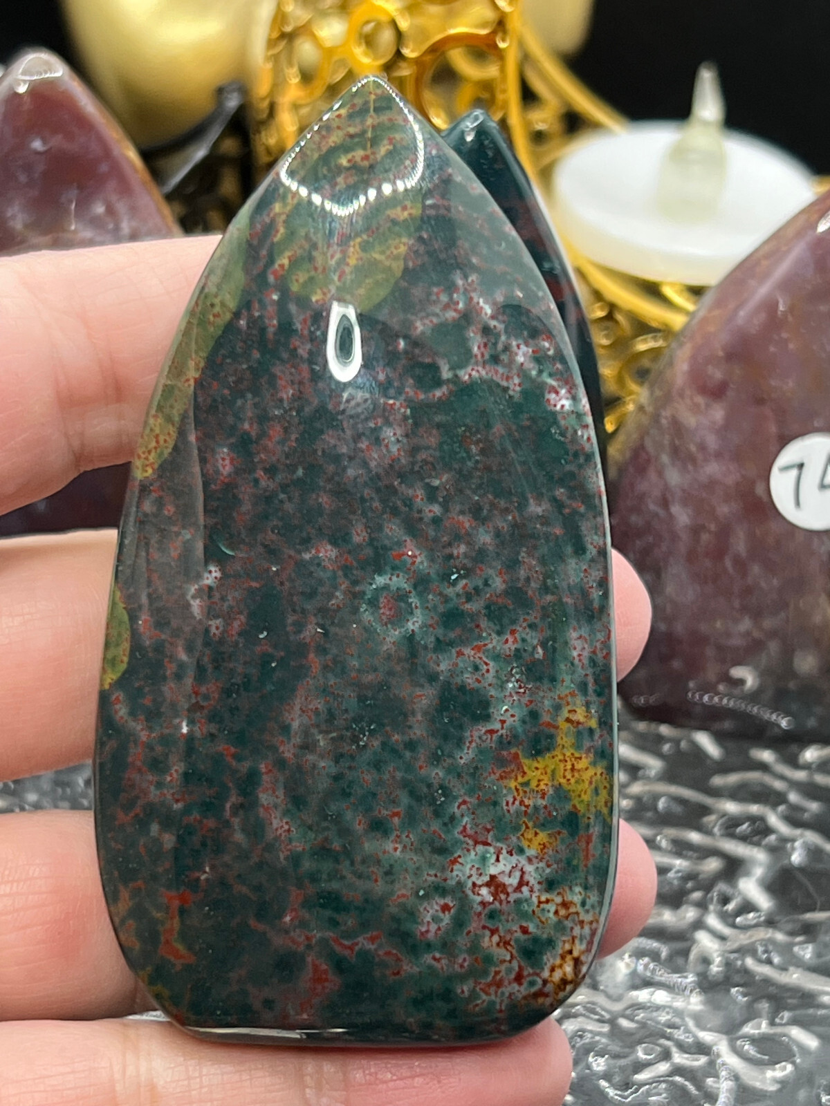 Natural Colorful Ocean Jasper freeform Flame Tear HQ High Polish L@@K Free ship